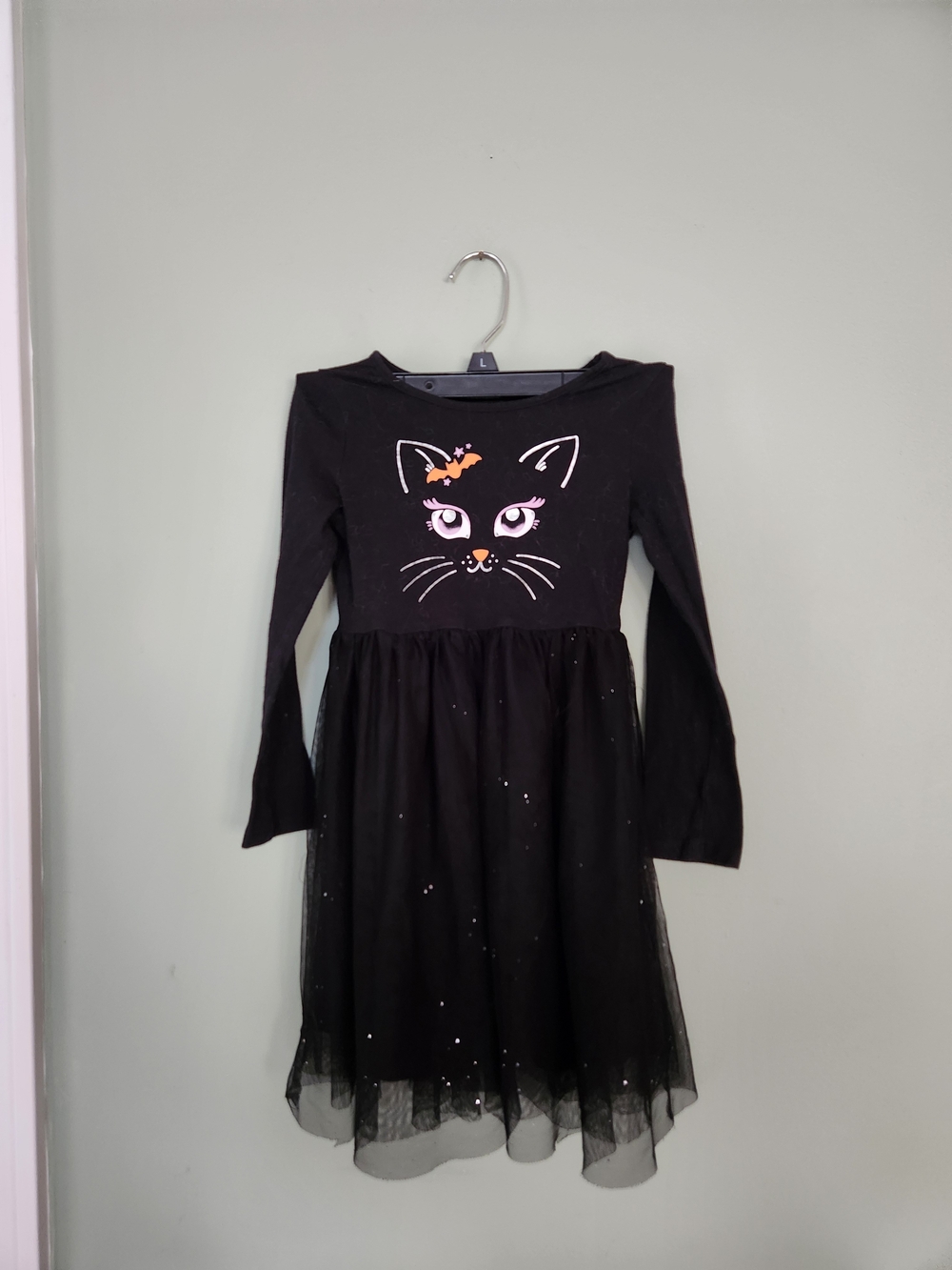 Jumping beans Black Cat Tulle Dress with Pink & Orange Accents